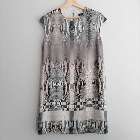 JUDITH & CHARLES Silk Shirt Mini Dress Snake Print Sz 4 - Picture 2 of 9